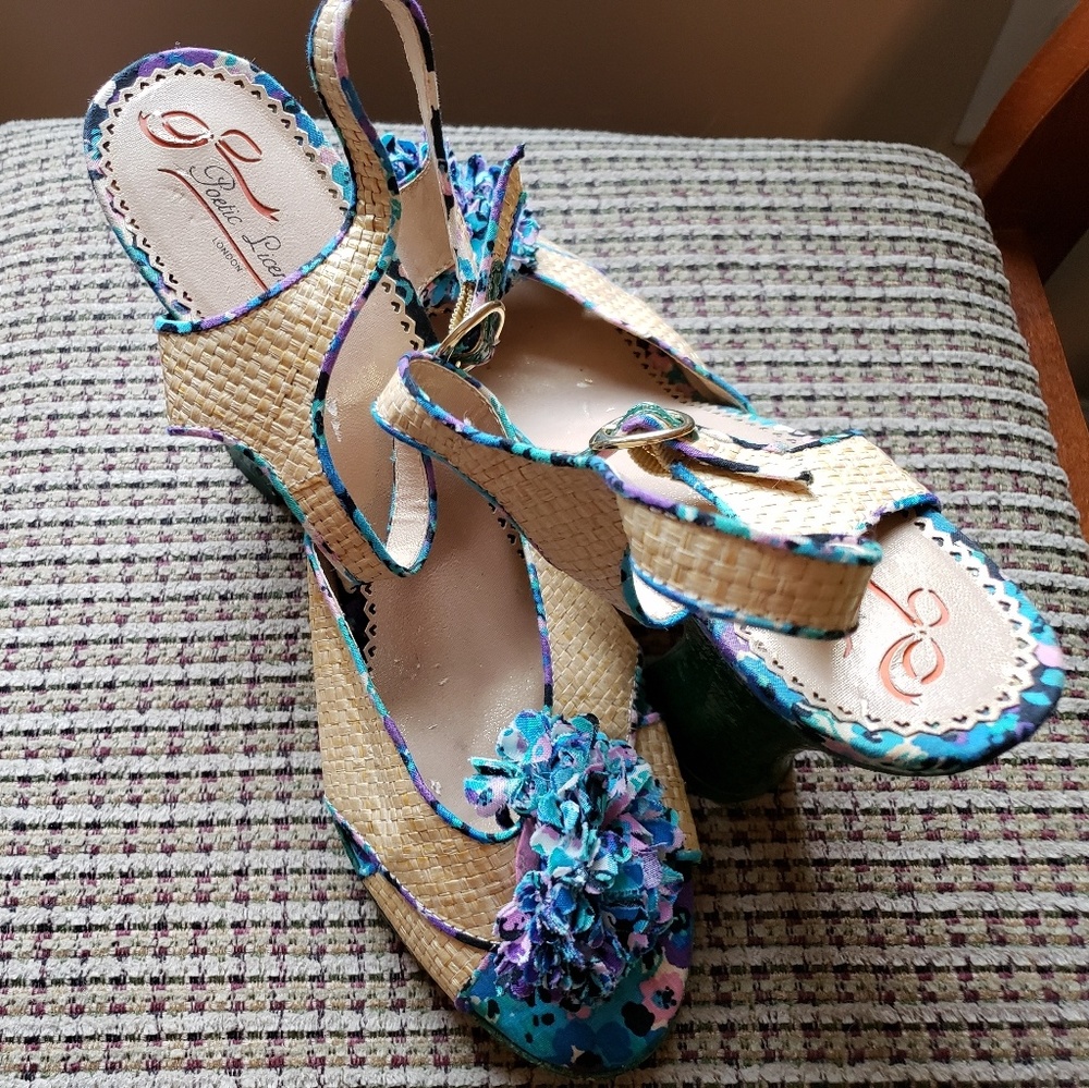 Poetic license wicker + floral heels